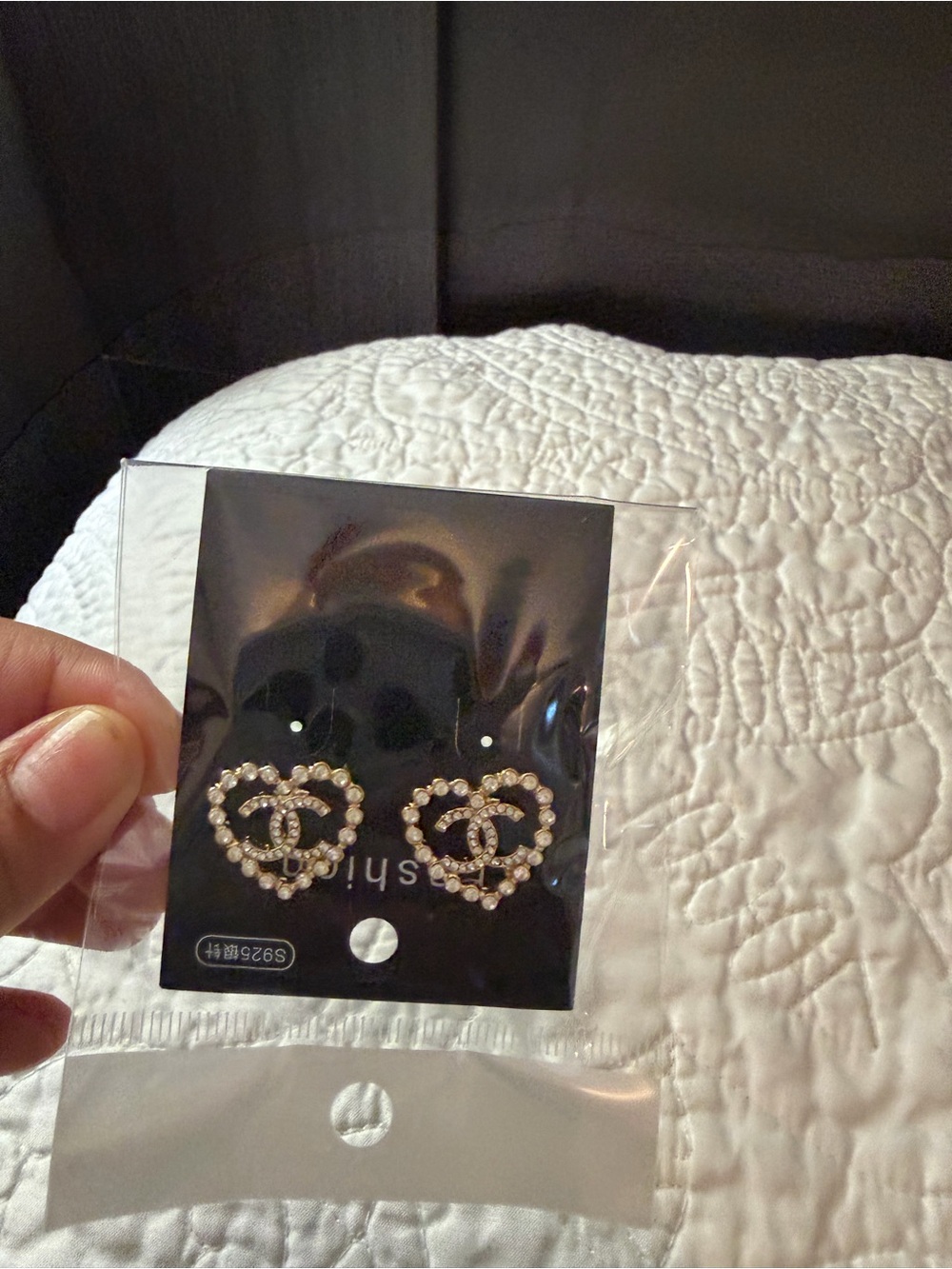 Shi by JOURNEYS Gold-Tone Pearl Heart Logo Stud Earrings